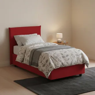 Dmora Talamo Italia - Cama Individual Carola, Cama Contenedor Con Revestimiento De Tela, 100% Made In Italy, Apertura Lateral, Con Colch&oacute;n Cm 80x190 Incluid