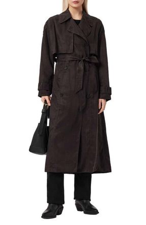 AllSaints Linnie Trench Coat in Torte Brown at Nordstrom, Size Medium