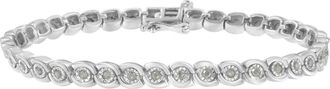 House of Brilliance Silver 1 cttw Miracle Set Diamond Spiraling Bezel Link Bracelet in White at Nordstrom