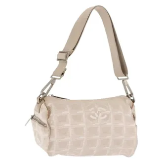 Chanel Pre-owned Shoulder Bags, female, Beige, Size: ONE SIZE Pre-owned Vintage Nylon Shoulder Bag