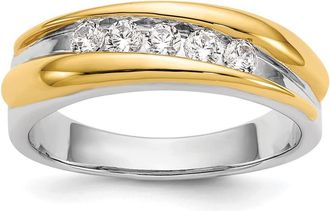 Diamond2Deal 14k Two-tone Lab Grown Diamond Wedding Band Ring 0.4Ct Clarity- VS Color- G-H