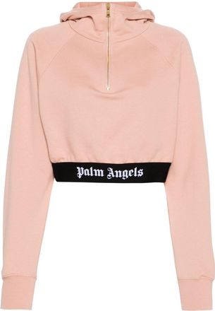 Palm Angels logo-underband cropped sweatshirt - women - Cotton - L - Pink