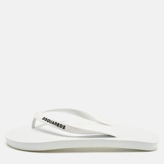 Dsquared2 Size 41 White Rubber Logo Flip Flops