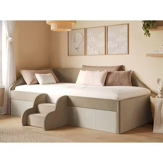 Flair Aviana Velvet Low Sleeper Bed with Beige Cord | Size: Single