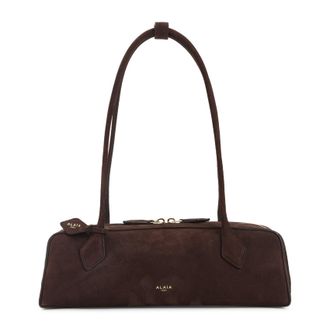 Alaia Brown Teckel Medium Nabuk Shoulder Bag-Donna