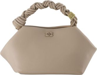 Ganni Womens Twisted Knot Handle Shoulder Bag Beige Synthetic