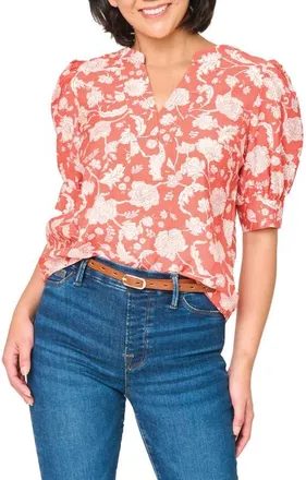 Gibsonlook Notch Neck Pullover Top in Desert Rose Garden at Nordstrom, Size Xx-Large