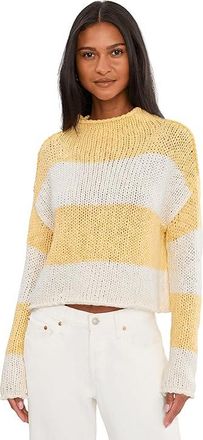 Free People Opal Rollneck Knit Stripe Sweater Womens Sweater Lemon Combo : LG (Womens 12-14), Acrylic/Cotton