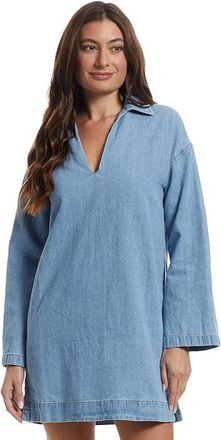 Faherty Linen Denim Sail Away Dress Womens Dress Bluecrest Wash : MD, Cotton/Linen