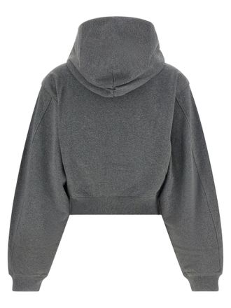 Alexander Wang Logo-Print Cotton Hoodie - gray