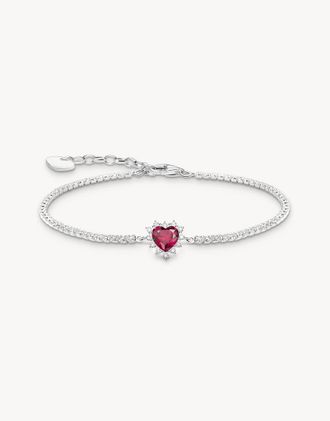 Thomas Sabo Bracciale con cuore tonalit&agrave; argento, bianco e rosso