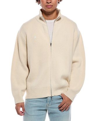 PANGAIA Full Zip Cashmere & Wool-Blend Mock Neck Sweater