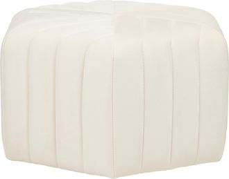 Beliani Puf De Terciopelo Blanco Crema 53 X 29 Cm Geom&eacute;trico Sala De Estar Murietta