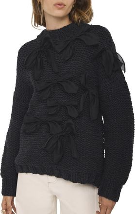 Mint Velvet Bow Detail Sweater in Navy at Nordstrom, Size Medium