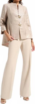 Joseph Ribkoff Textured 3/4 Sleeve Trapeze Jacket In Sand