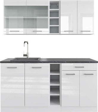 Vicco Cocina Vers&aacute;til R-line, Blanco Alto Brillo/blanco, 160 Cm, Et Antracita