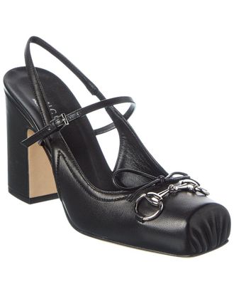 Gucci Horsebit Leather Slingback Pump