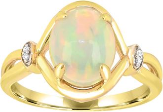 Diamond2Deal 10K Yellow Gold Opal and Diamond Engagement Ring ( 1.35Ct)