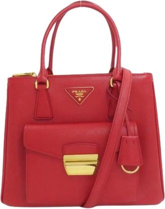Prada Pre-owned Handbags, female, Red, Size: ONE SIZE Pre-owned Vintage Saffiano Handbag