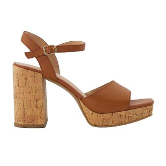 Dune London Lederen plateausandalen met blokzool van Jacuzzi voor dames (Tan)