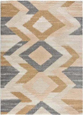 Atticgo Alfombra shaggy étnica beige/gris 133x190 cm
