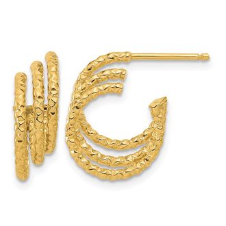 Diamond2Deal 14K Yellow Gold Hammered Huggie Hoop Earrings