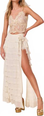 LoveShackFancy Womens Reiyanette Chiffon Ruffle Skirt In Ivory
