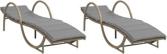 vidaXL Tumbonas Con Cojines 2 Unidades Rat&aacute;n Sint&eacute;tico Beige Vidaxl