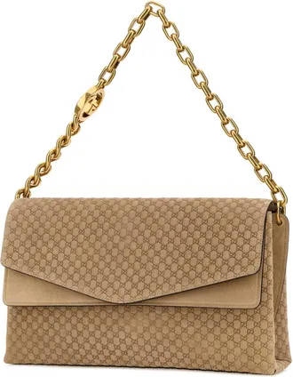 Gucci Womens With Shoulder Bag Beige Suede