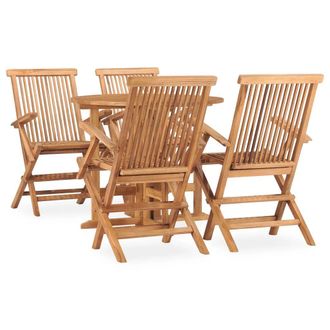 Berkfield Home 5 Piece Folding Outdoor Dining Set Solid Teak Wood in Brown