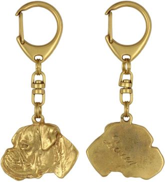 OEM Boxer, Boxer Iii - Llavero Ba&ntilde;ado En Oro Con Perro, Decoraci&oacute;n Para Bolsos, Accesorio De Lujo De Art-dog