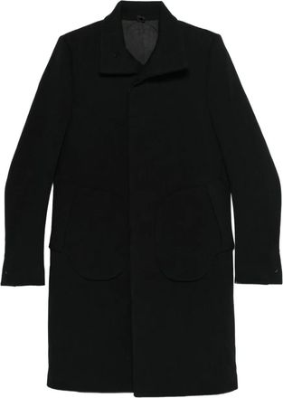 Deepti button-fastening coat - men - Virgin Wool/Cupro/Cotton - 52 - Black