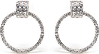 Suzy Levian Hanging Dazzling Circle Front Facing Hoop Earrings in White at Nordstrom Rack