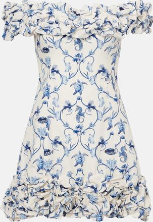 Agua Bendita Abito corto off-shoulder Jardin in cotone