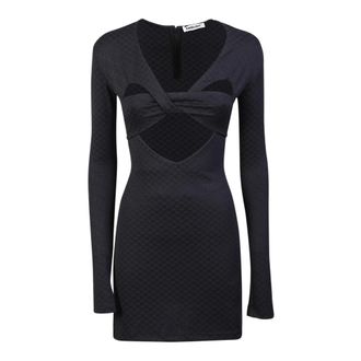 AMBUSH Ambush, Kleedjes, Dames, Zwart, XS, Spandex, Zwarte jurk met V-hals en uitsnijdingen