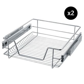 TecTake 2 cajones telesc&oacute;picos para cocina y dormitorio acero gris