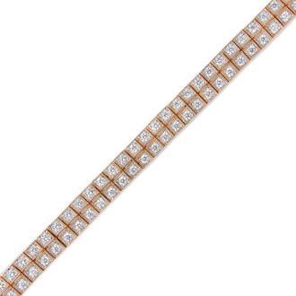 House of Brilliance 14K Rose Gold 3.0 Cttw Lab Grown Diamond Two Row Milgrain 7 Inch Tennis Bracelet (G-H Color, VS2-SI1 Clarity)
