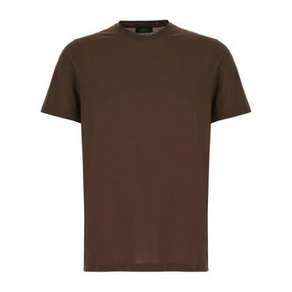 Zanone T-Shirts, male, Brown, Size: 2XL Casual Cotton T-Shirt for Men