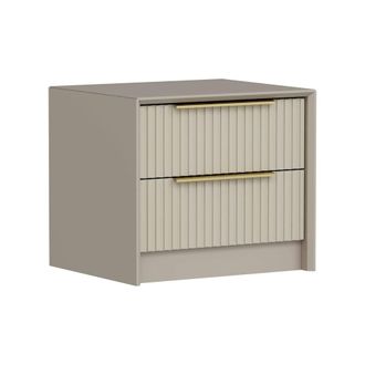 Dmora Mesita Moke: 2 Cajones, 1 Estante, Apertura Deslizante, 53x45x45 Cm Alto, Gris Cemento