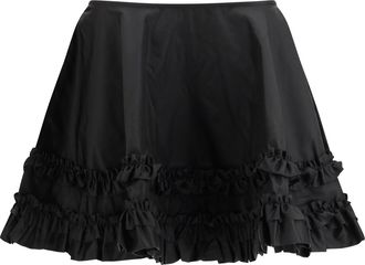 Ganni Womens Skirt Duchesse Nylon Mini Frill Black Recycled Polyamide