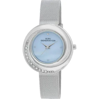 BCBGeneration Nova 3 Faux Leather Strap Watch, 35mm in Silver at Nordstrom Rack