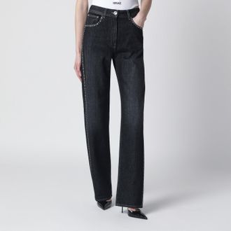 Versace Black jeans with studs and crystals