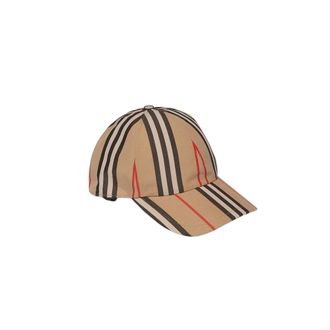 Burberry Icon Stripe Baseball Cap - Dames - Accessoires - Beige - Maat: L Katoen