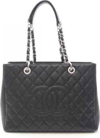 Chanel Matelasse Black Leather Tote Bag (Pre-Owned)