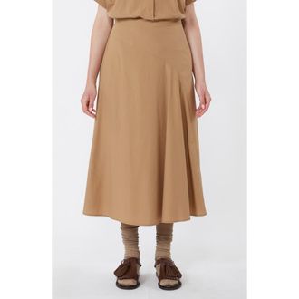 Max Mara Zaterra Bias Cut Cotton Skirt in Tobacco at Nordstrom, Size 12