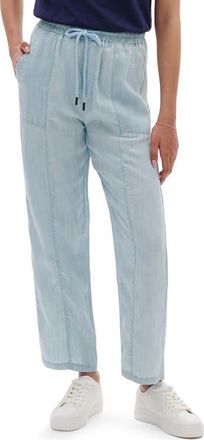 Hatley Drawstring Crop Straight Leg Chambray Pants in Blue at Nordstrom, Size Small