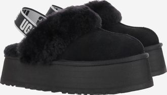 UGG Womens Platform Suede Slippers Funkette Black