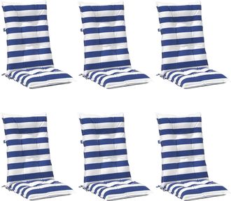 vidaXL Coj&iacute;n De Exterior 6 Uds. Tela Azul Y Blanco 120 X 50 X 7 Cm Vidaxl