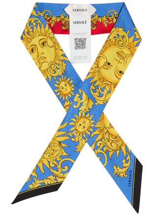 Versace Printed Silk-twill Bandeaux - Blue - One Size