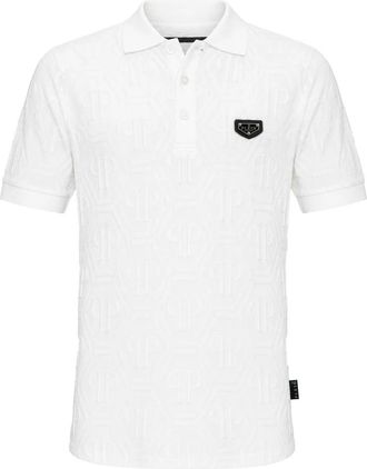 Philipp Plein Jacquard Polo T-shirt Monogram - Heren - Polos - Wit - S - Katoen - Tops